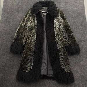 Vintage Penny Lane Leopard Print Faux Fur Coat Womens Large Vintage USA Made